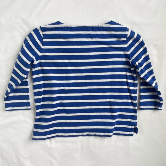 Crewcuts Blue And White Striped Boat Neck Three Quarter Sleeve Shirt Kids Size 6 - Picture 7 of 10